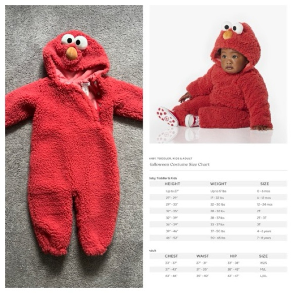 Pottery Barn Kids Sesame Street Elmo Costume (12-24mo) -  EUC